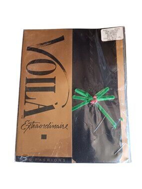 Vtg Christmas Stockings 1992 Petite Black Sheer Backseams Black Sexy Pointsettia